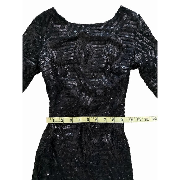 Black Sequin Long Sleeve Evening Gown Women’s Small Elegant Formal Dress - Picture 9 of 12